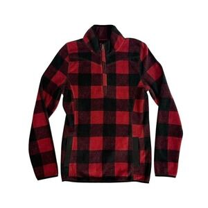 pendleton plaid quarter zip fleece sweater womens XS red black zip up jacket